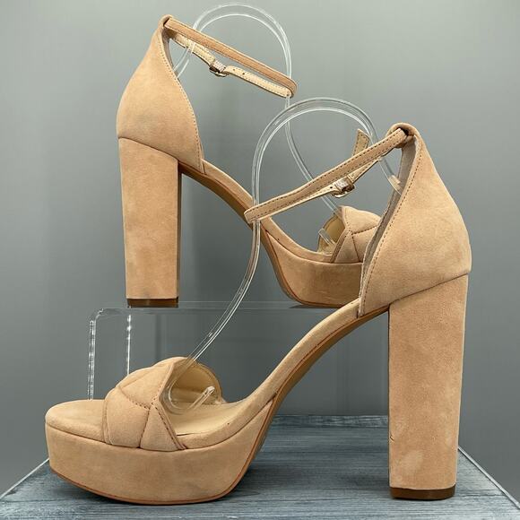NEW Vince Camuto Women’s Mahgs Heeled Platform Sandals Beige Size 10M - Picture 2 of 10